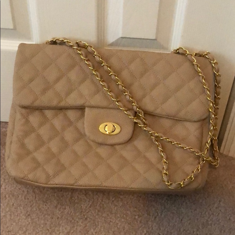 Nude quilted shoulder bag, no brand?